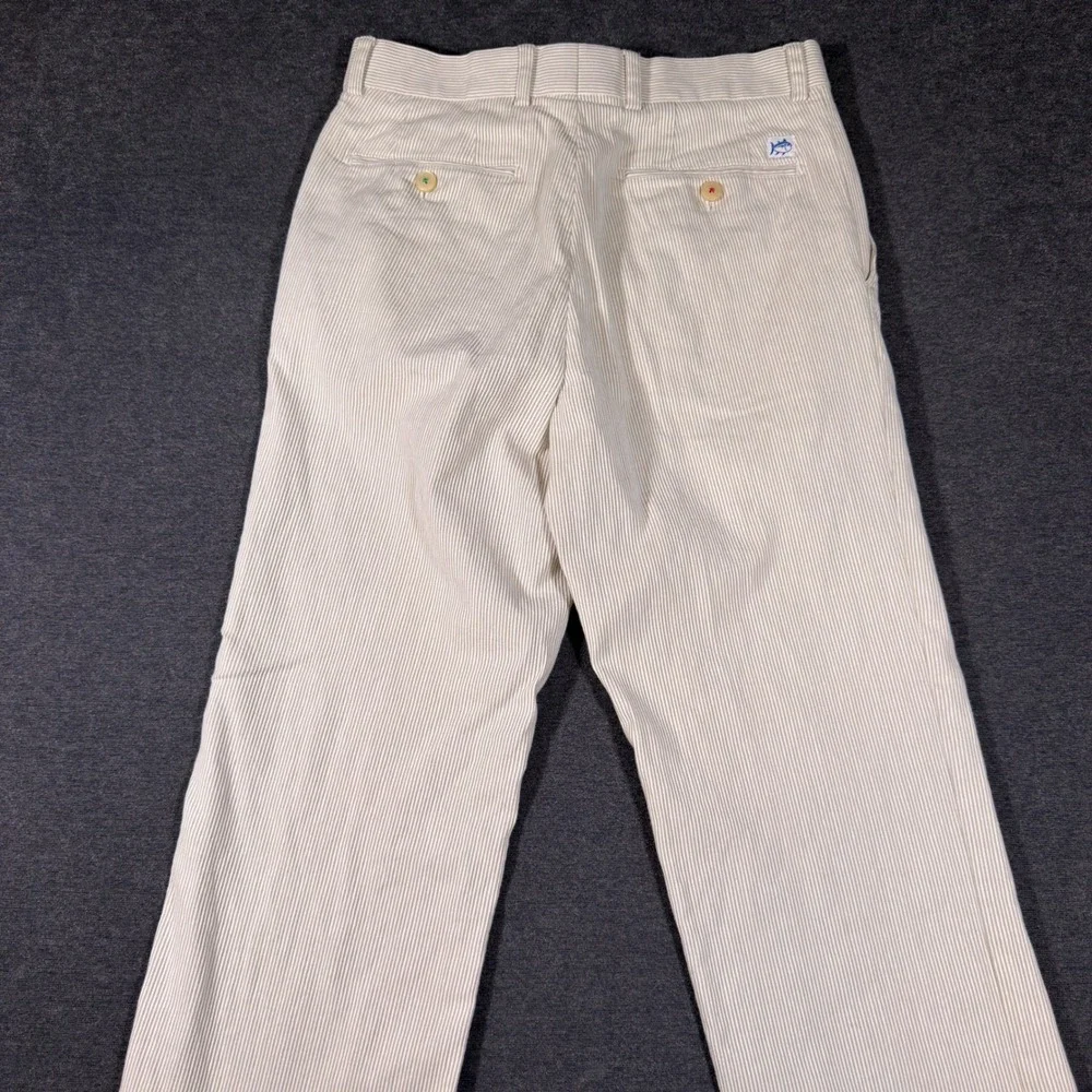 Southern Tide The Skipjack Pants Mens 30x29 Beige Seersucker Striped Chino Prep